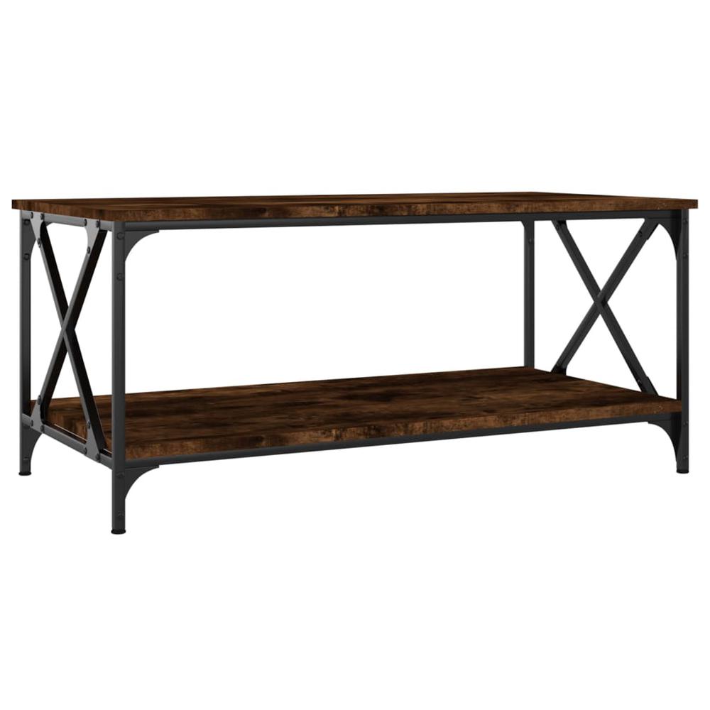 Coffee Table Smoked Oak 39.4"x19.7"x17.7" Engineered Wood and Iron. Picture 1
