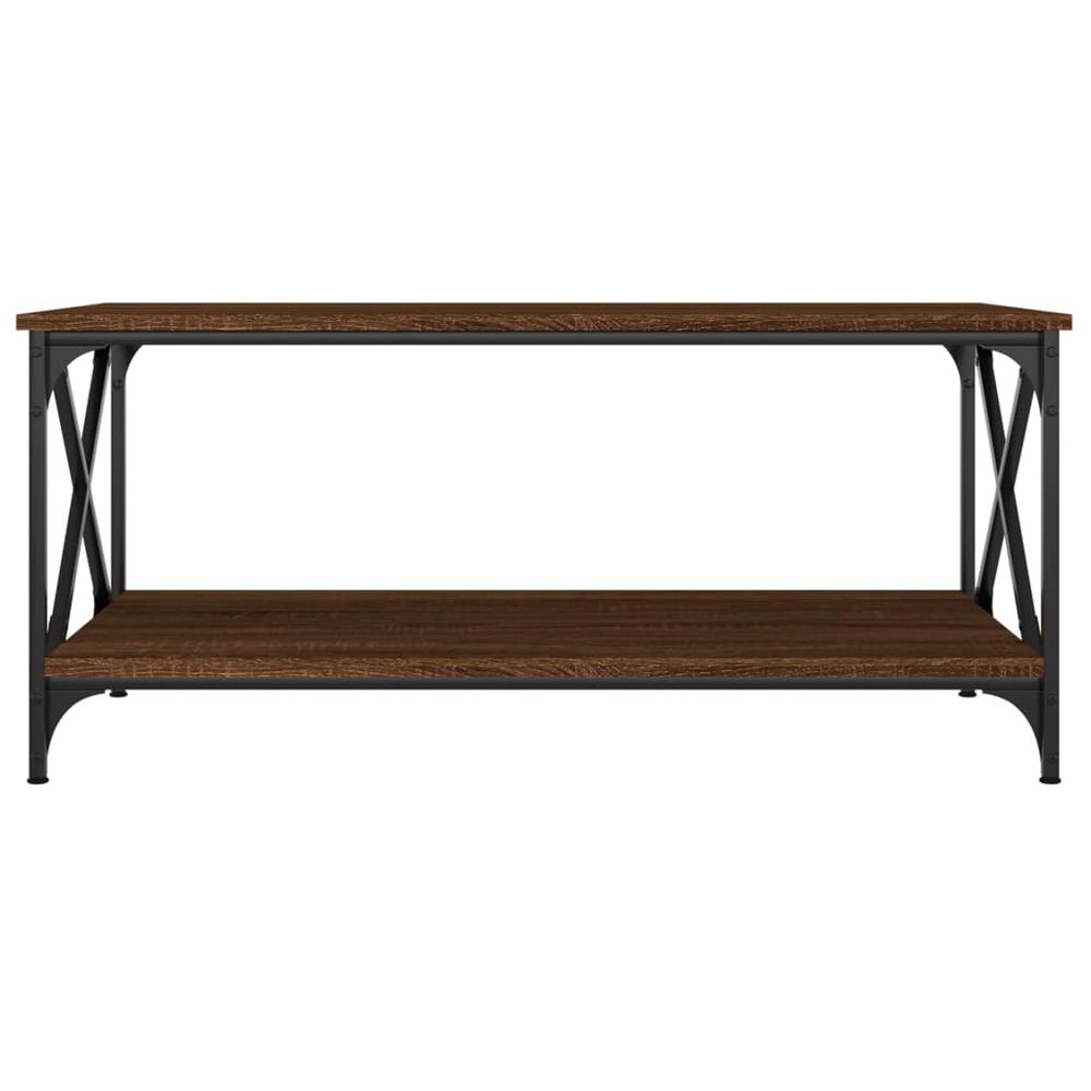 Coffee Table Brown Oak 39.4"x19.7"x17.7" Engineered Wood and Iron. Picture 3