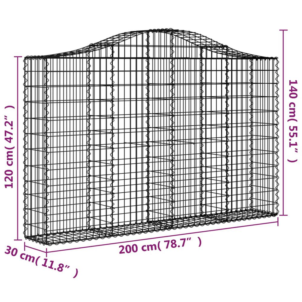 Arched Gabion Baskets 9 pcs 78.7"x11.8"x47.2"/55.1" Galvanized Iron. Picture 5