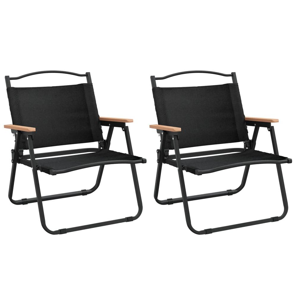 Camping Chairs 2 pcs Black 21.3"x16.9"x23.2" Oxford Fabric. Picture 1