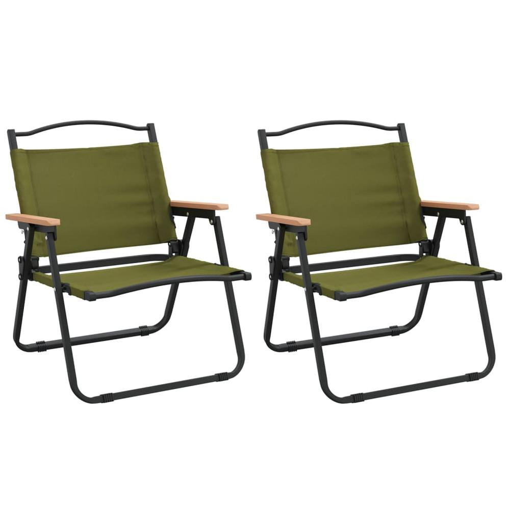 Camping Chairs 2 pcs Green 21.3"x16.9"x23.2" Oxford Fabric. Picture 1