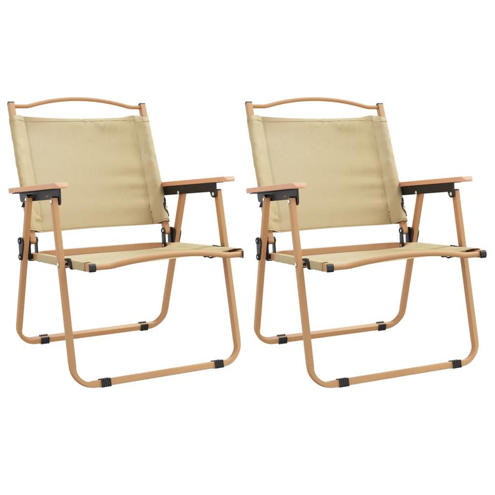 Camping Chairs 2 pcs Beige 21.3"x21.7"x30.7" Oxford Fabric. Picture 1