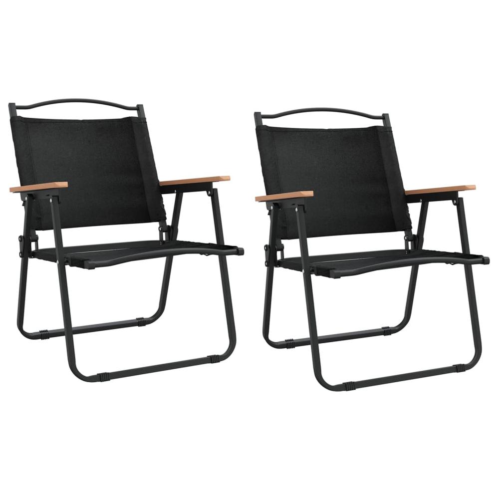 Camping Chairs 2 pcs Black 21.3"x21.7"x30.7" Oxford Fabric. Picture 1