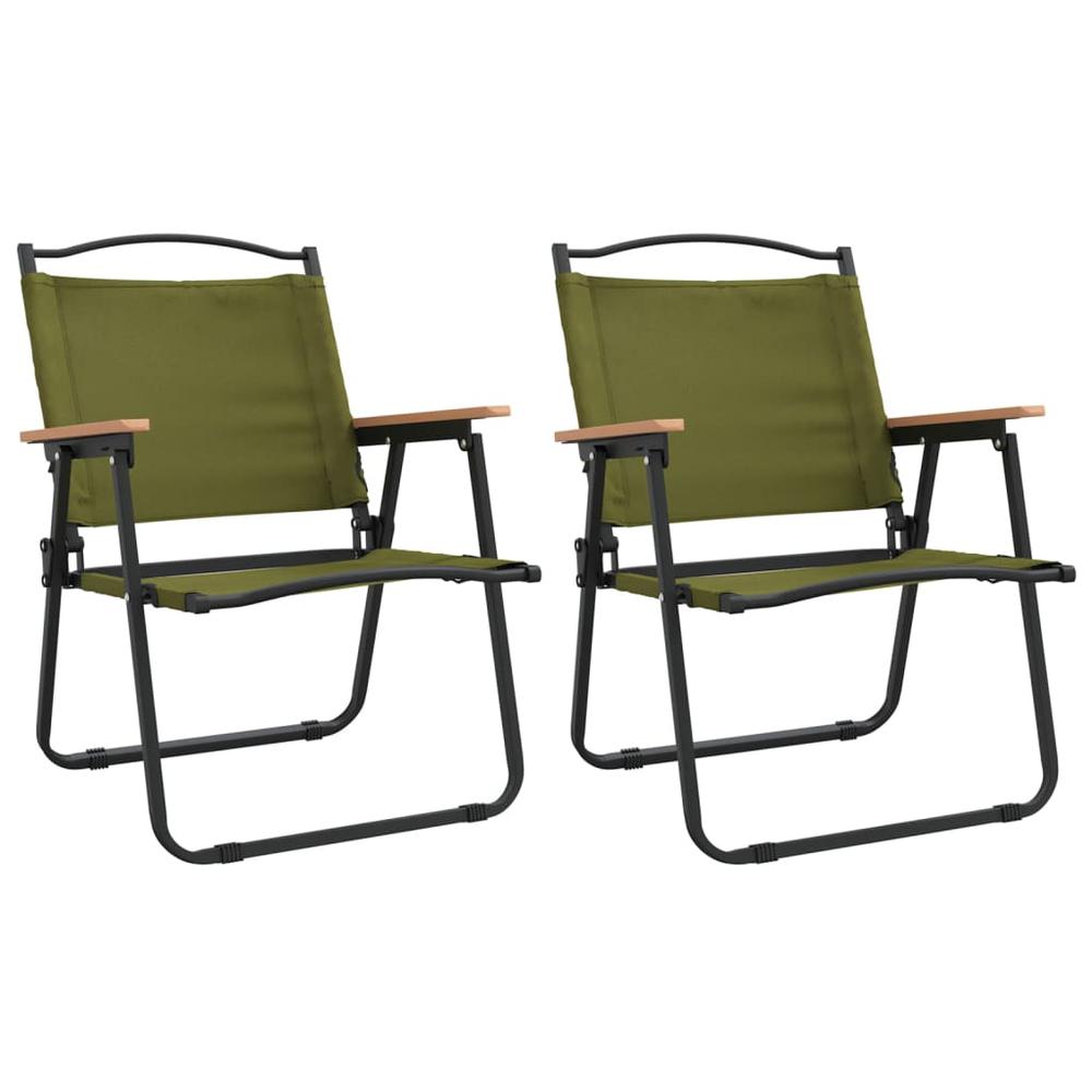 Camping Chairs 2 pcs Green 21.3"x21.7"x30.7" Oxford Fabric. Picture 1