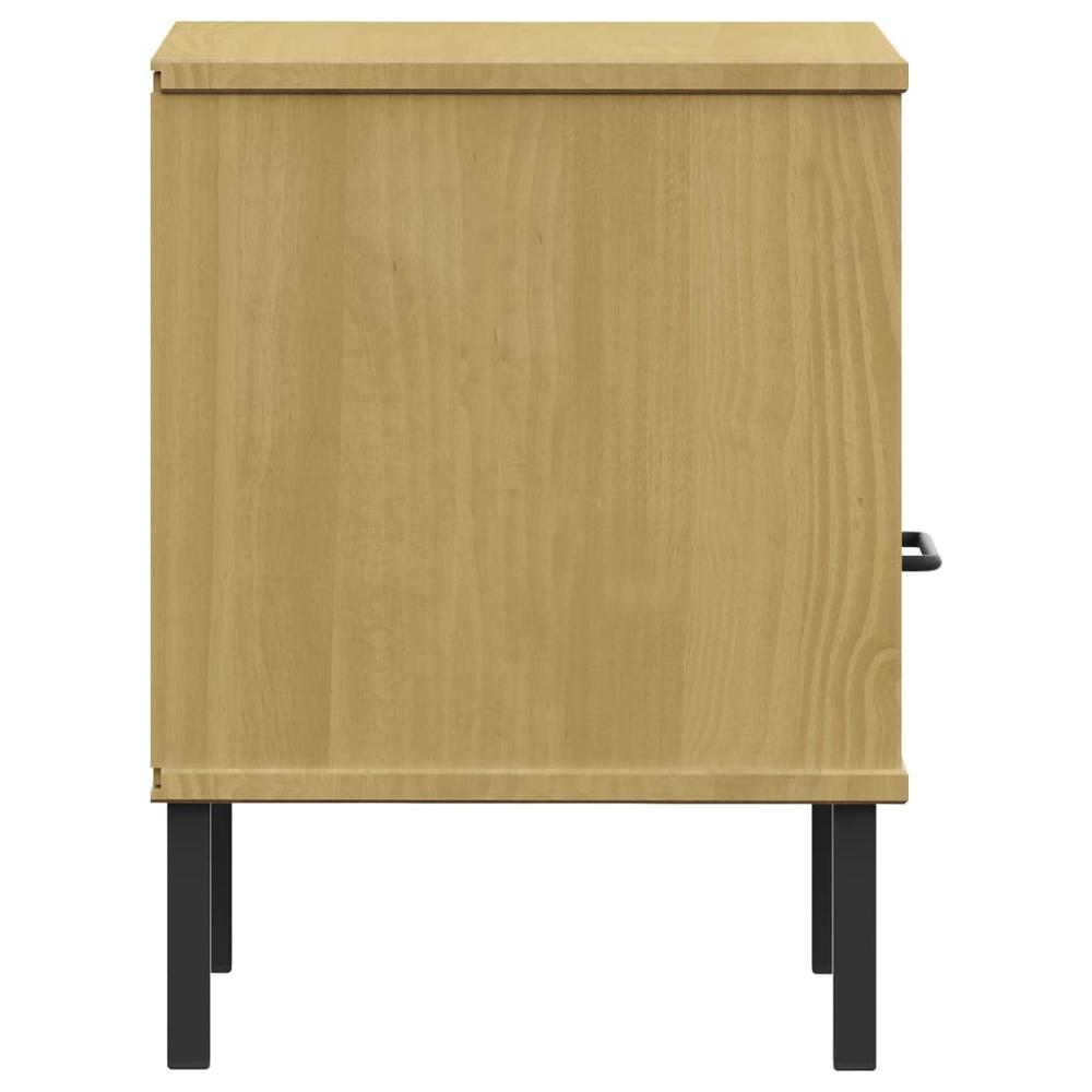 Bedside Cabinet with Metal Legs Brown Solid Wood Pine OSLO. Picture 5