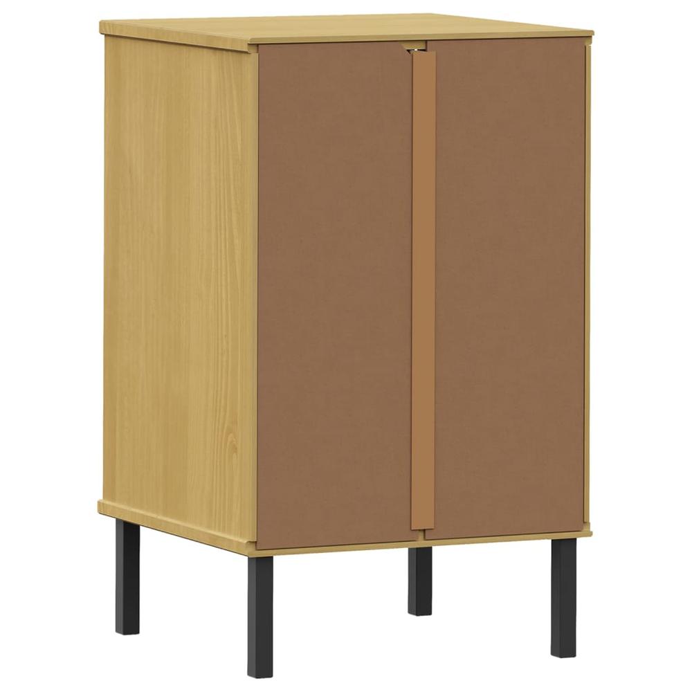 Bedside Cabinet with Metal Legs Brown Solid Wood Pine OSLO. Picture 6