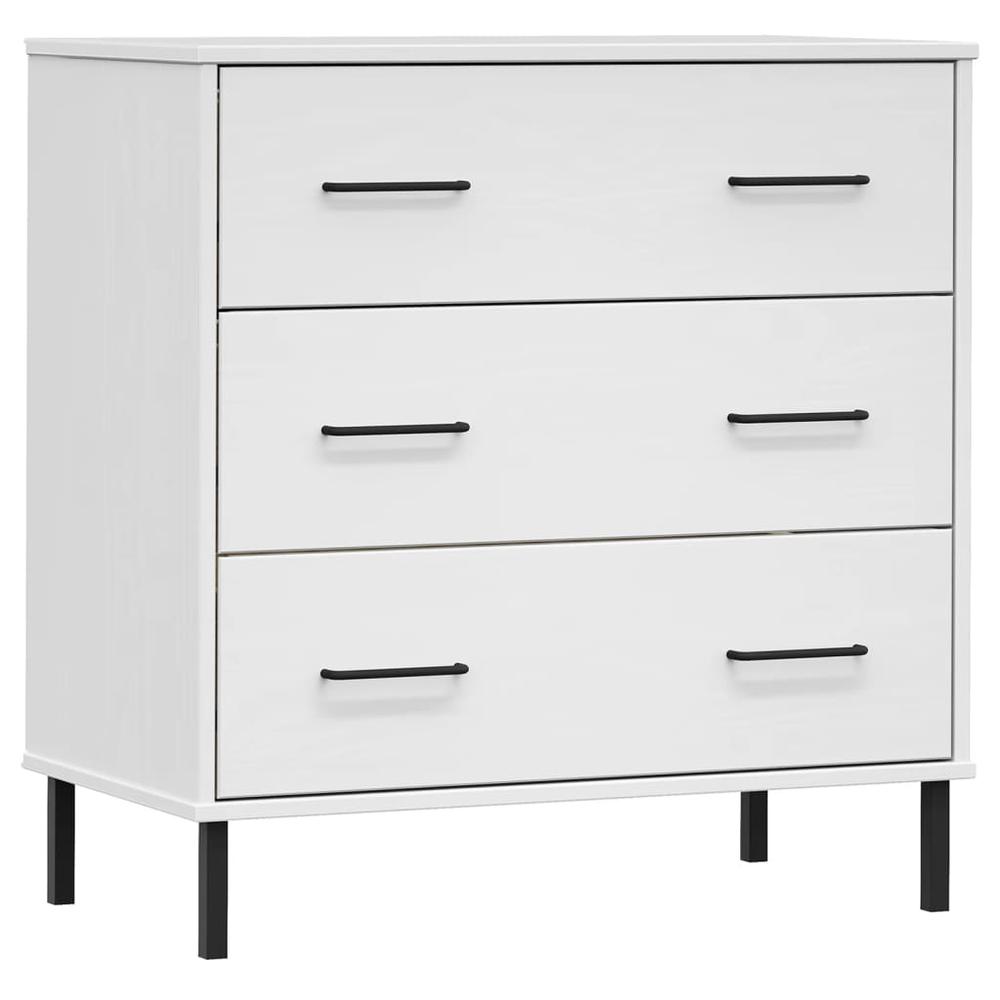 Sideboard with 3 Drawers White 30.3"x15.7"x31.3" Solid Wood OSLO. Picture 1