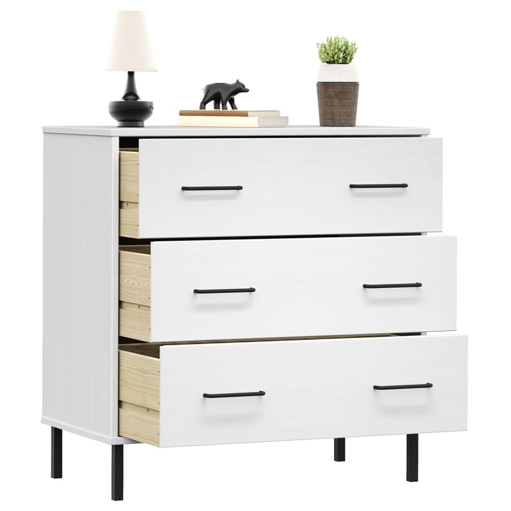Sideboard with 3 Drawers White 30.3"x15.7"x31.3" Solid Wood OSLO. Picture 2