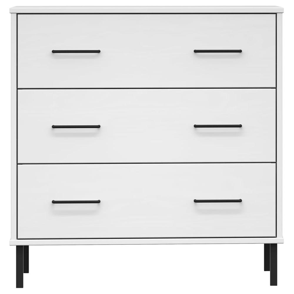 Sideboard with 3 Drawers White 30.3"x15.7"x31.3" Solid Wood OSLO. Picture 3