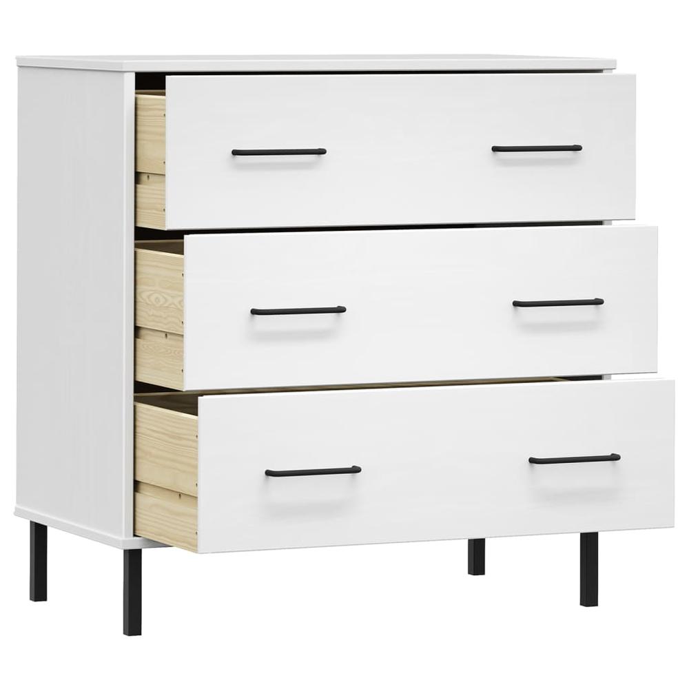 Sideboard with 3 Drawers White 30.3"x15.7"x31.3" Solid Wood OSLO. Picture 4