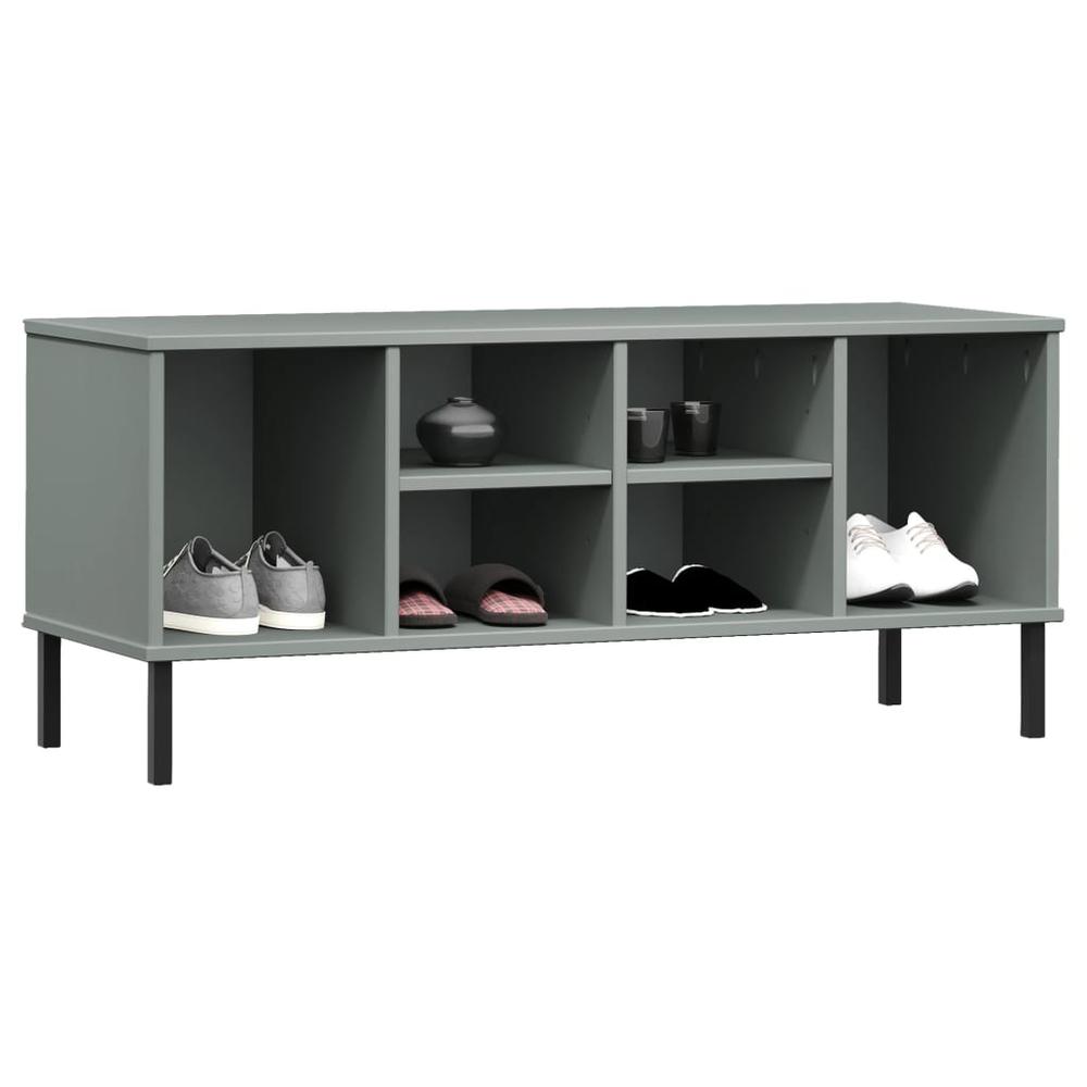 Shoe Rack with Metal Legs Gray 41.7"x13.8"x17.7" Solid Wood OSLO. Picture 2