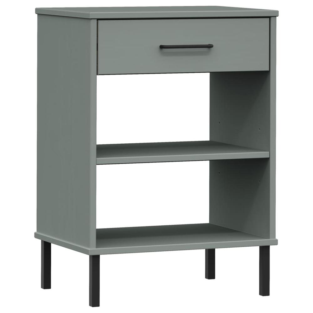 Console Cabinet with Metal Legs Gray Solid Wood Pine OSLO. Picture 1
