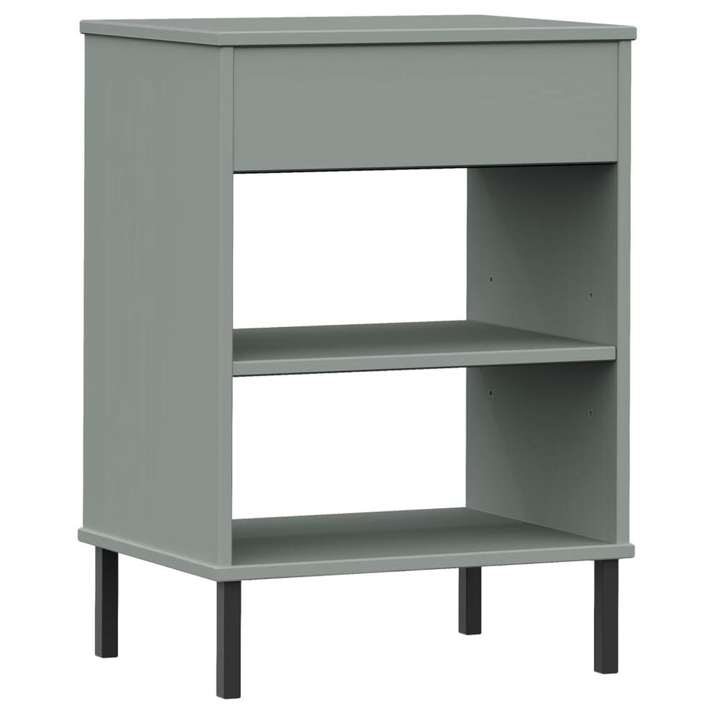 Console Cabinet with Metal Legs Gray Solid Wood Pine OSLO. Picture 6