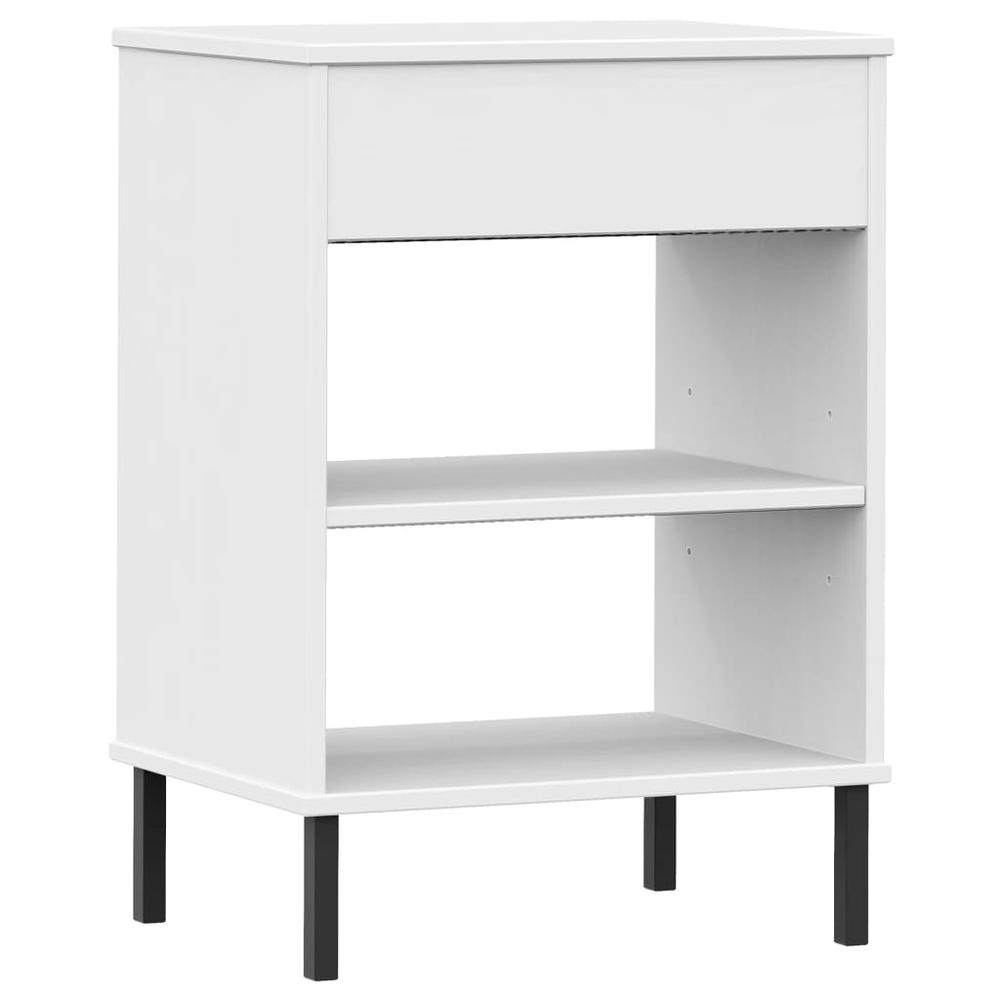 Console Cabinet with Metal Legs White Solid Wood Pine OSLO. Picture 6