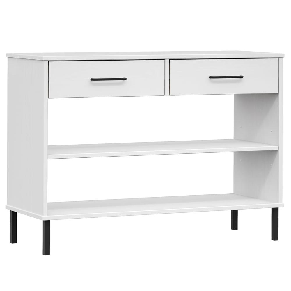 Console Cabinet with Metal Legs White Solid Wood Pine OSLO. Picture 1