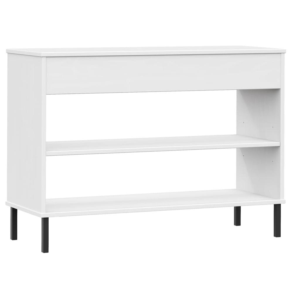 Console Cabinet with Metal Legs White Solid Wood Pine OSLO. Picture 6