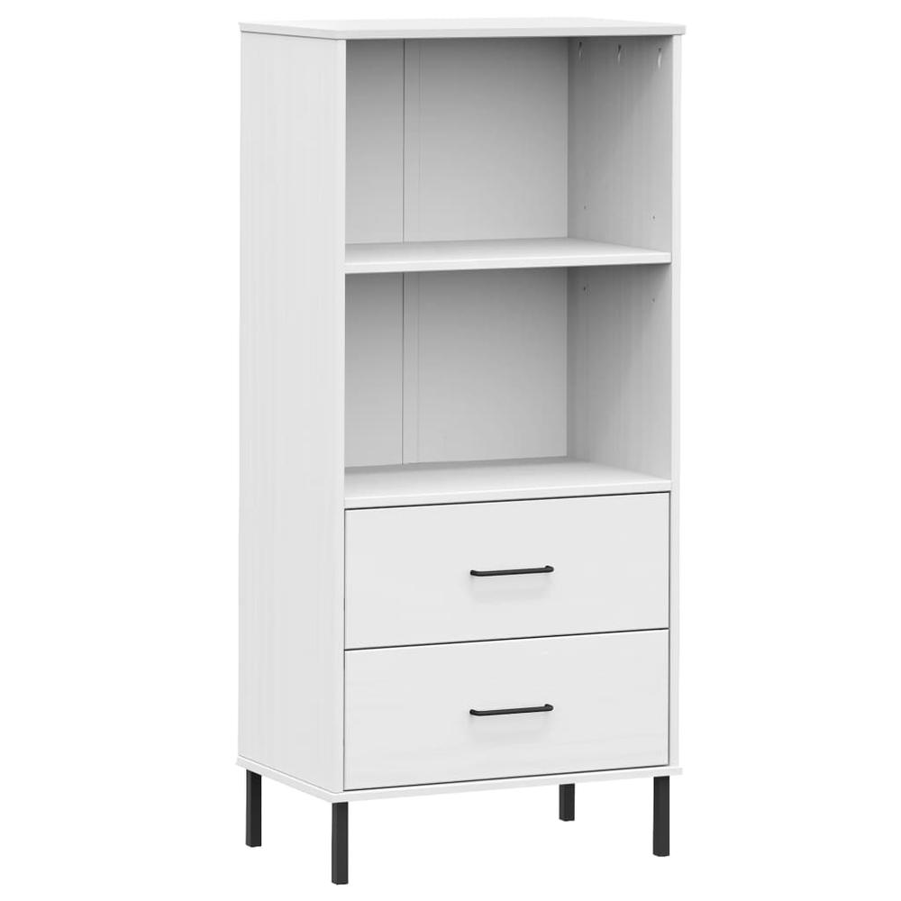 Bookcase with 2 Drawers White 23.6"x13.8"x50.6" Solid Wood OSLO. Picture 1