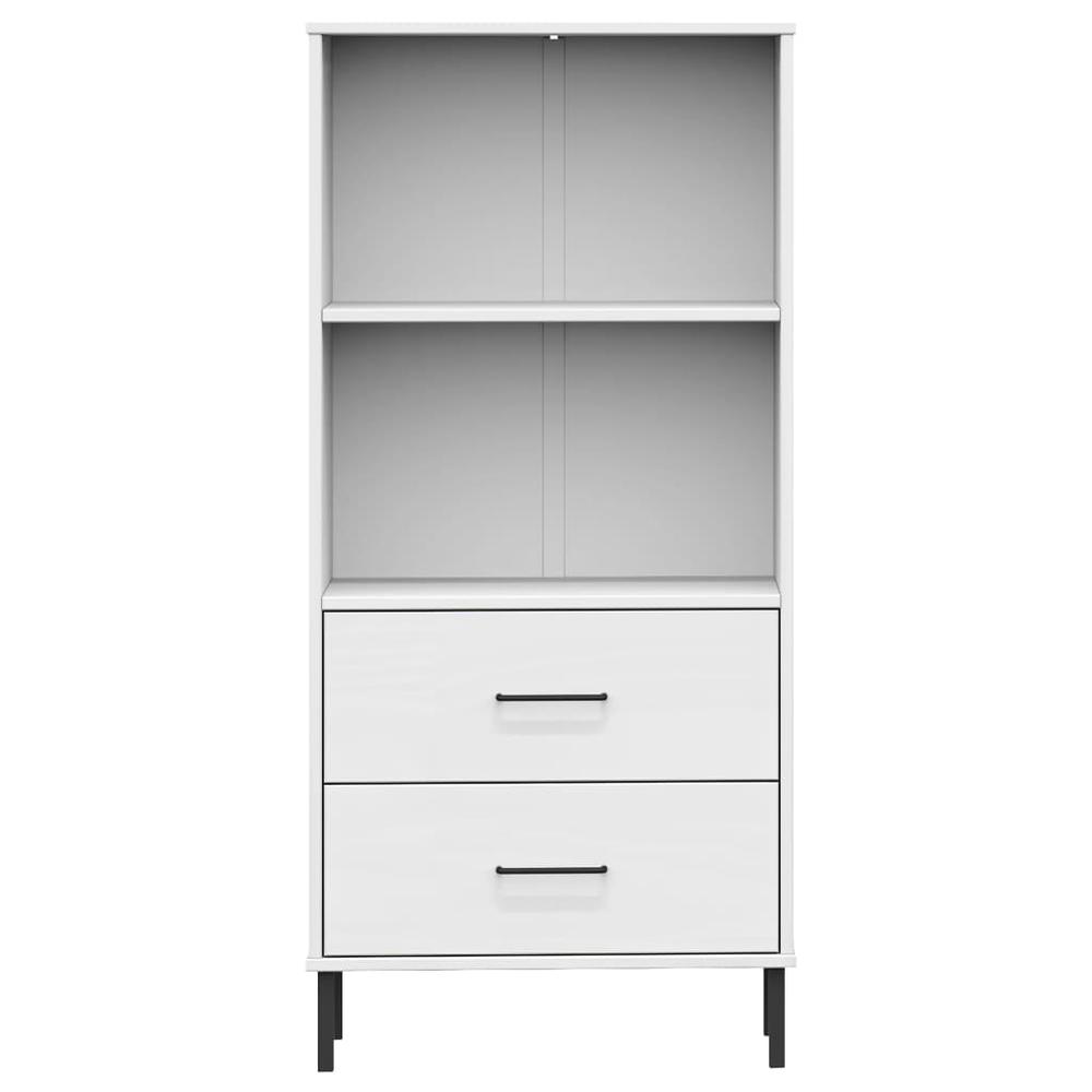 Bookcase with 2 Drawers White 23.6"x13.8"x50.6" Solid Wood OSLO. Picture 3