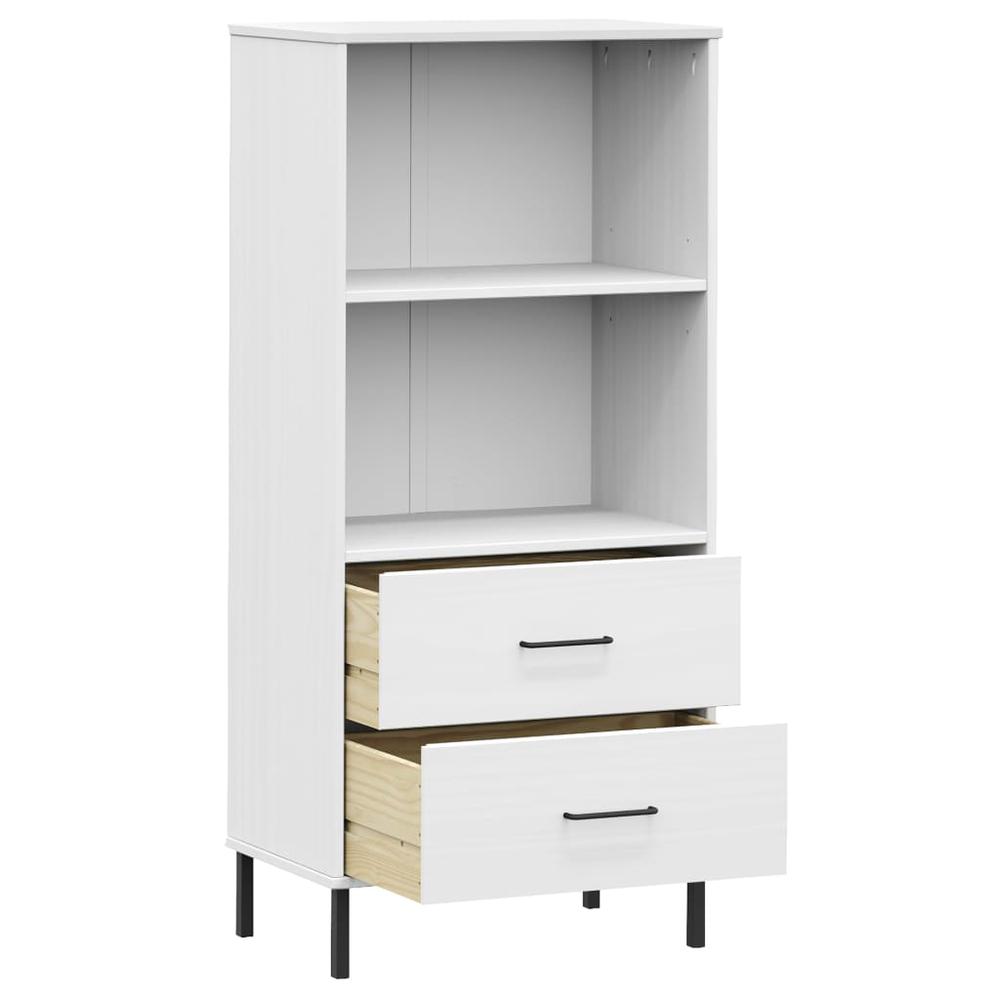 Bookcase with 2 Drawers White 23.6"x13.8"x50.6" Solid Wood OSLO. Picture 4