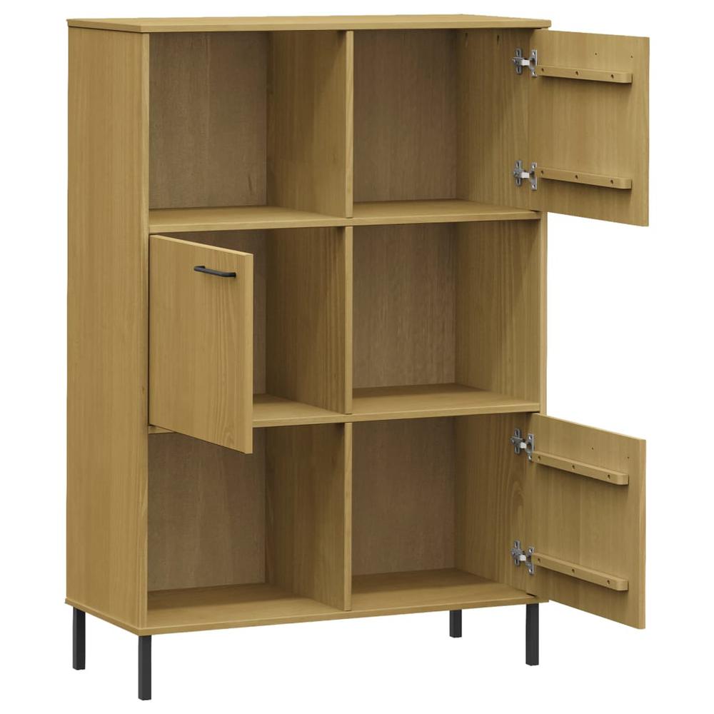 Bookcase with Metal Legs Brown 35.4"x13.8"x50.6" Solid Wood OSLO. Picture 4
