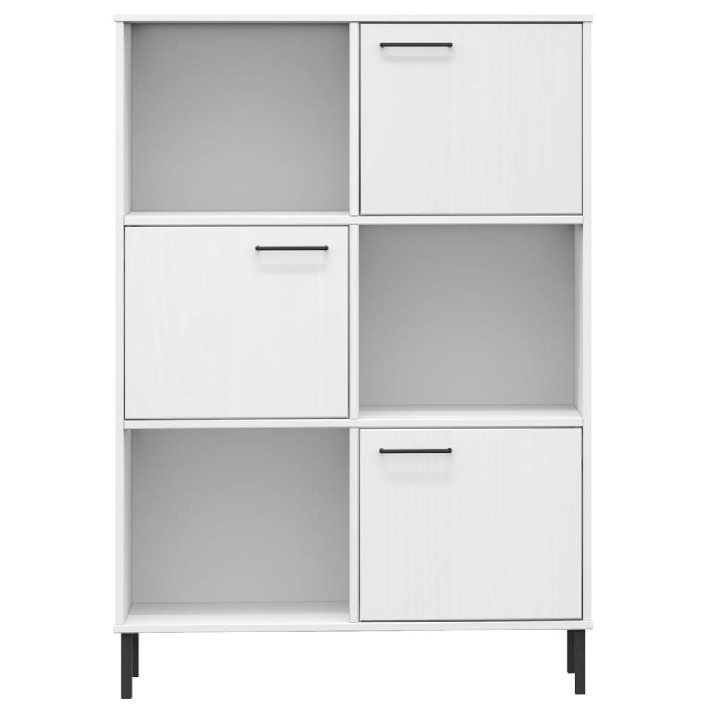 Bookcase with Metal Legs White 35.4"x13.8"x50.6" Solid Wood OSLO. Picture 3