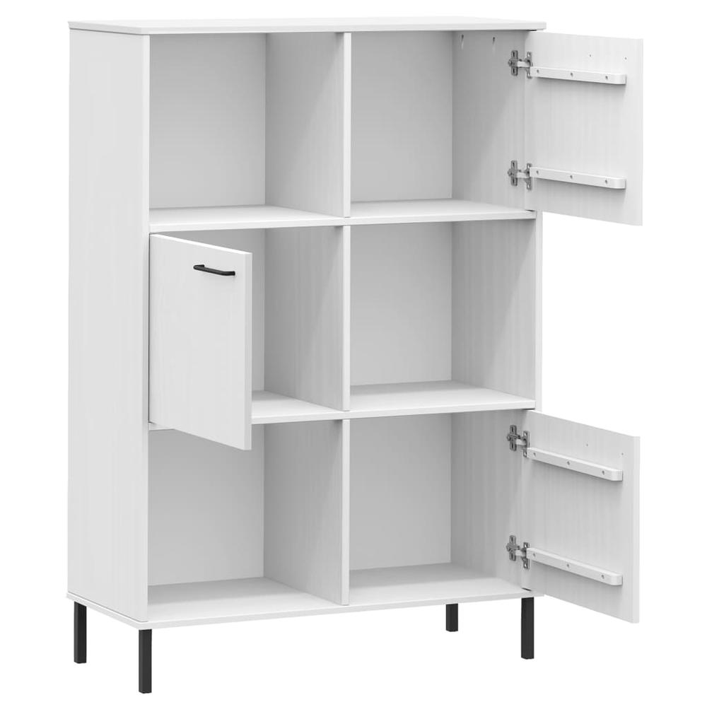 Bookcase with Metal Legs White 35.4"x13.8"x50.6" Solid Wood OSLO. Picture 4