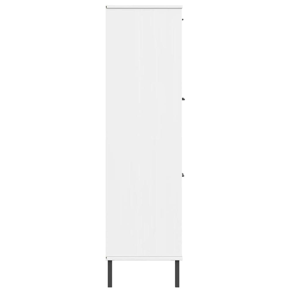 Bookcase with Metal Legs White 35.4"x13.8"x50.6" Solid Wood OSLO. Picture 5