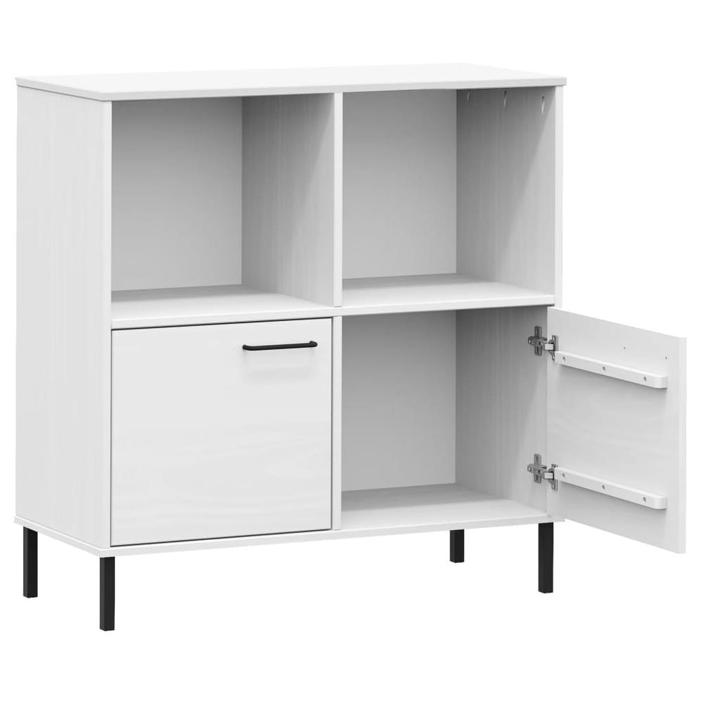 Bookcase with Metal Legs White 35.4"x13.8"x35.6" Solid Wood OSLO. Picture 4