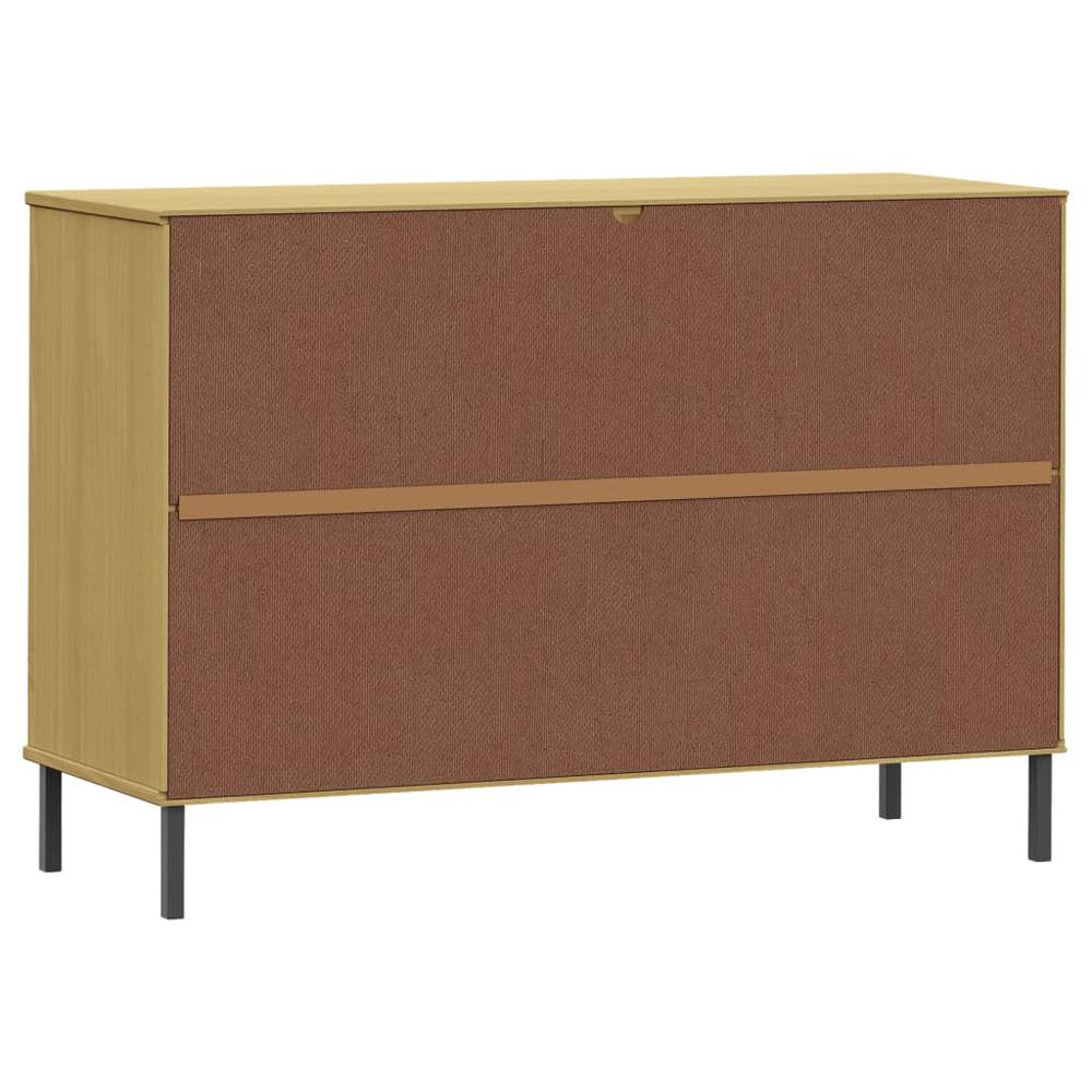 Sideboard with Metal Legs Brown 44.5"x15.7"x30.3" Solid Wood OSLO. Picture 6