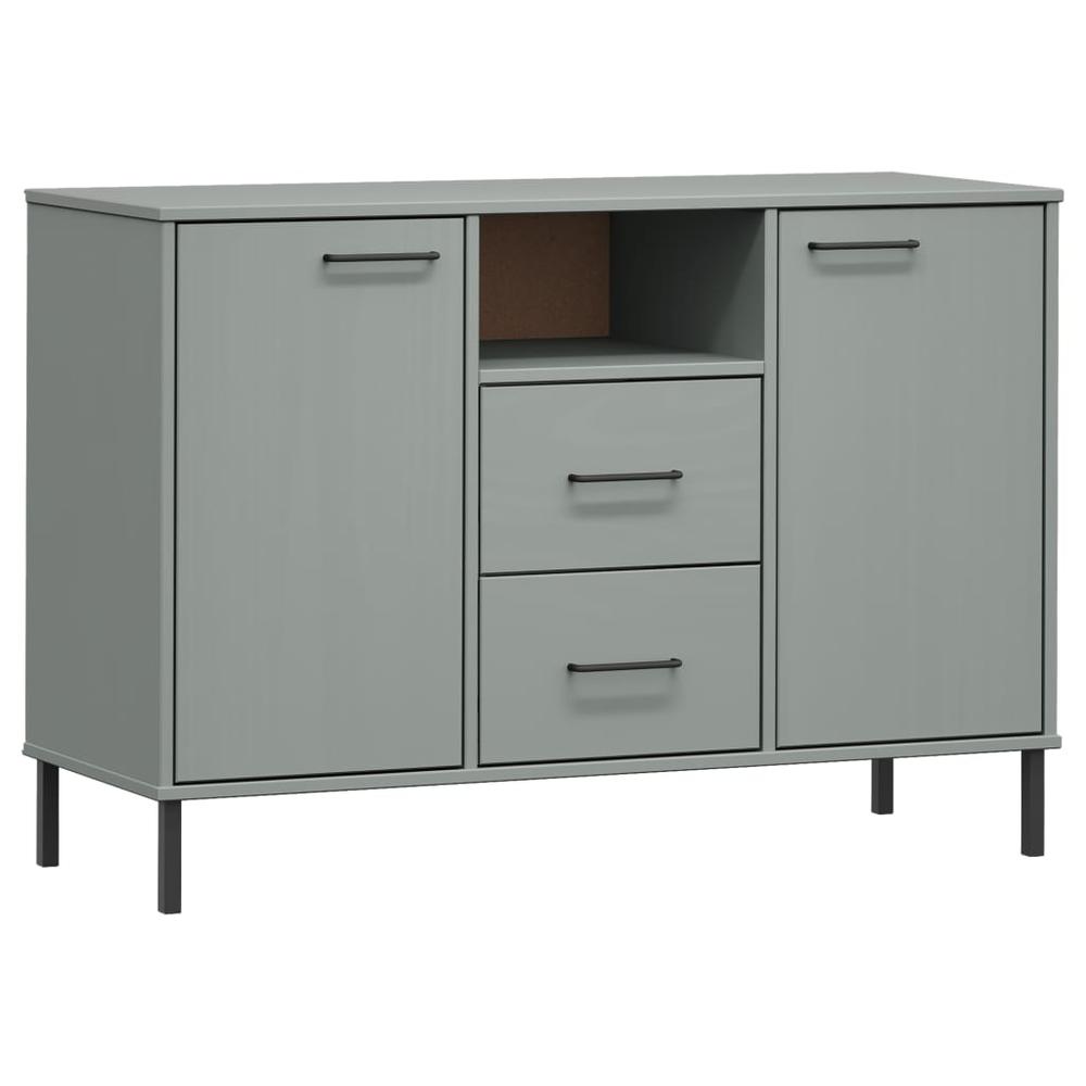 Sideboard with Metal Legs Gray 44.5"x15.7"x30.3" Solid Wood OSLO. Picture 1
