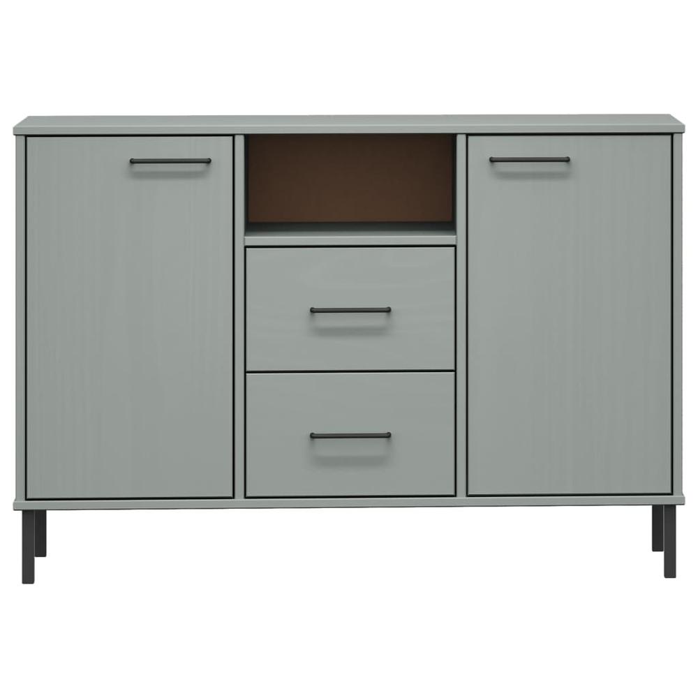 Sideboard with Metal Legs Gray 44.5"x15.7"x30.3" Solid Wood OSLO. Picture 3
