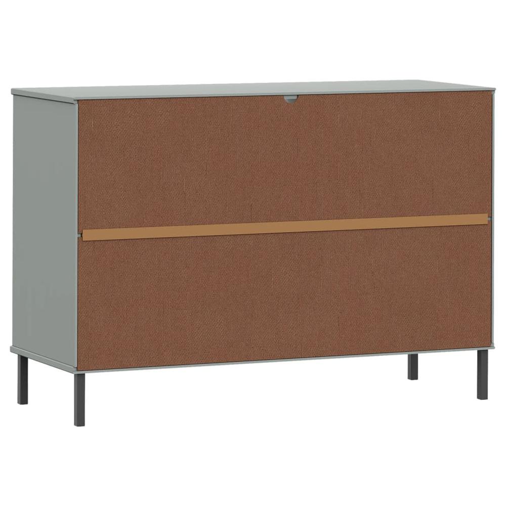 Sideboard with Metal Legs Gray 44.5"x15.7"x30.3" Solid Wood OSLO. Picture 6