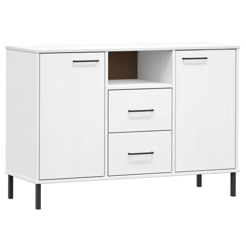 Sideboard with Metal Legs White 44.5"x15.7"x30.3" Solid Wood OSLO. Picture 1