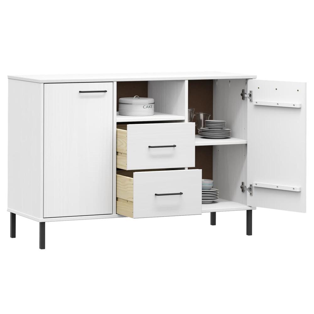 Sideboard with Metal Legs White 44.5"x15.7"x30.3" Solid Wood OSLO. Picture 2
