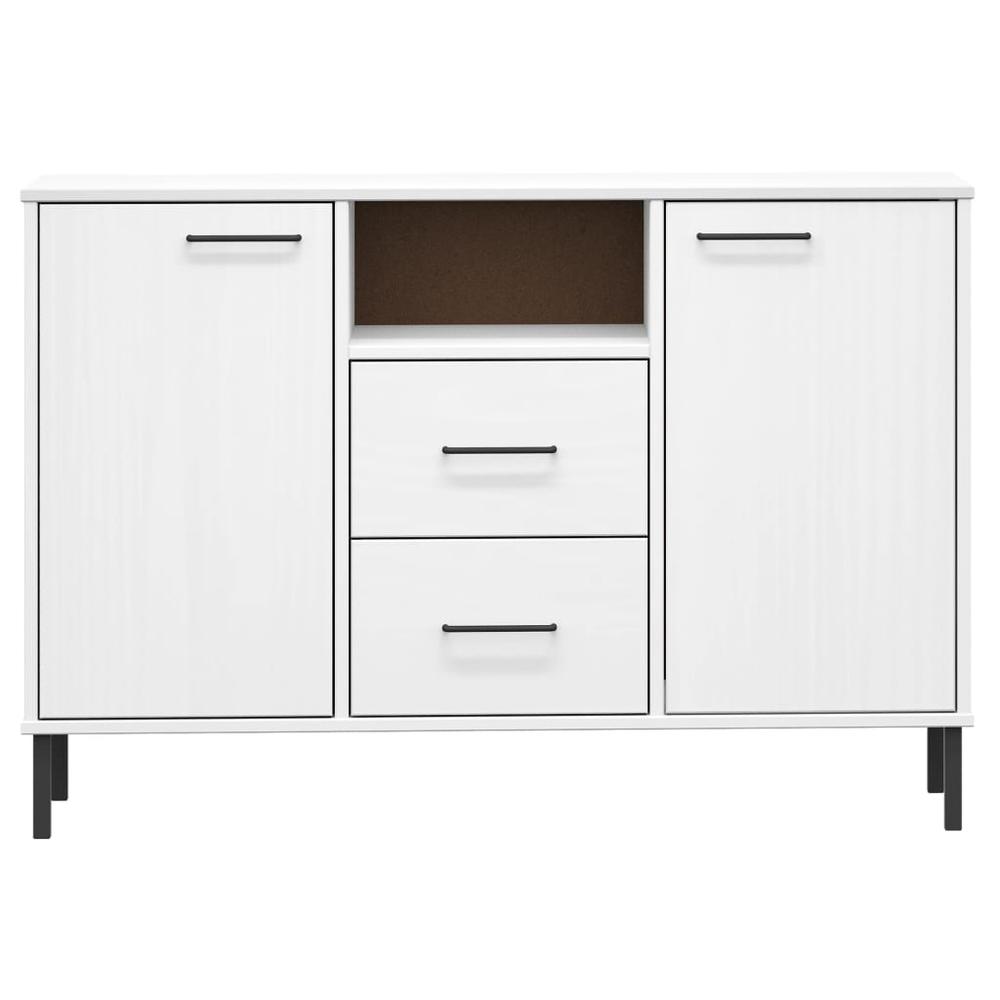 Sideboard with Metal Legs White 44.5"x15.7"x30.3" Solid Wood OSLO. Picture 3
