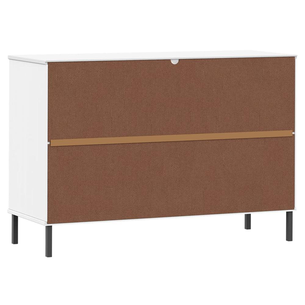 Sideboard with Metal Legs White 44.5"x15.7"x30.3" Solid Wood OSLO. Picture 6