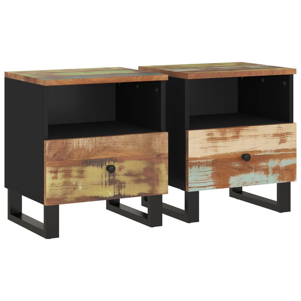Bedside Cabinets 2 pcs Solid Wood Reclaimed&Engineered Wood. Picture 1