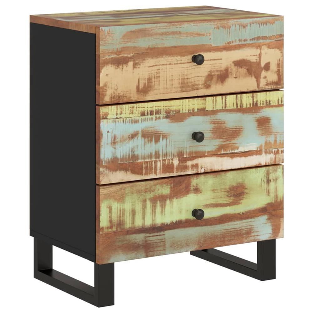 Bedside Cabinet 19.7"x13"x24.4" Solid Wood Reclaimed&Engineered Wood. Picture 10