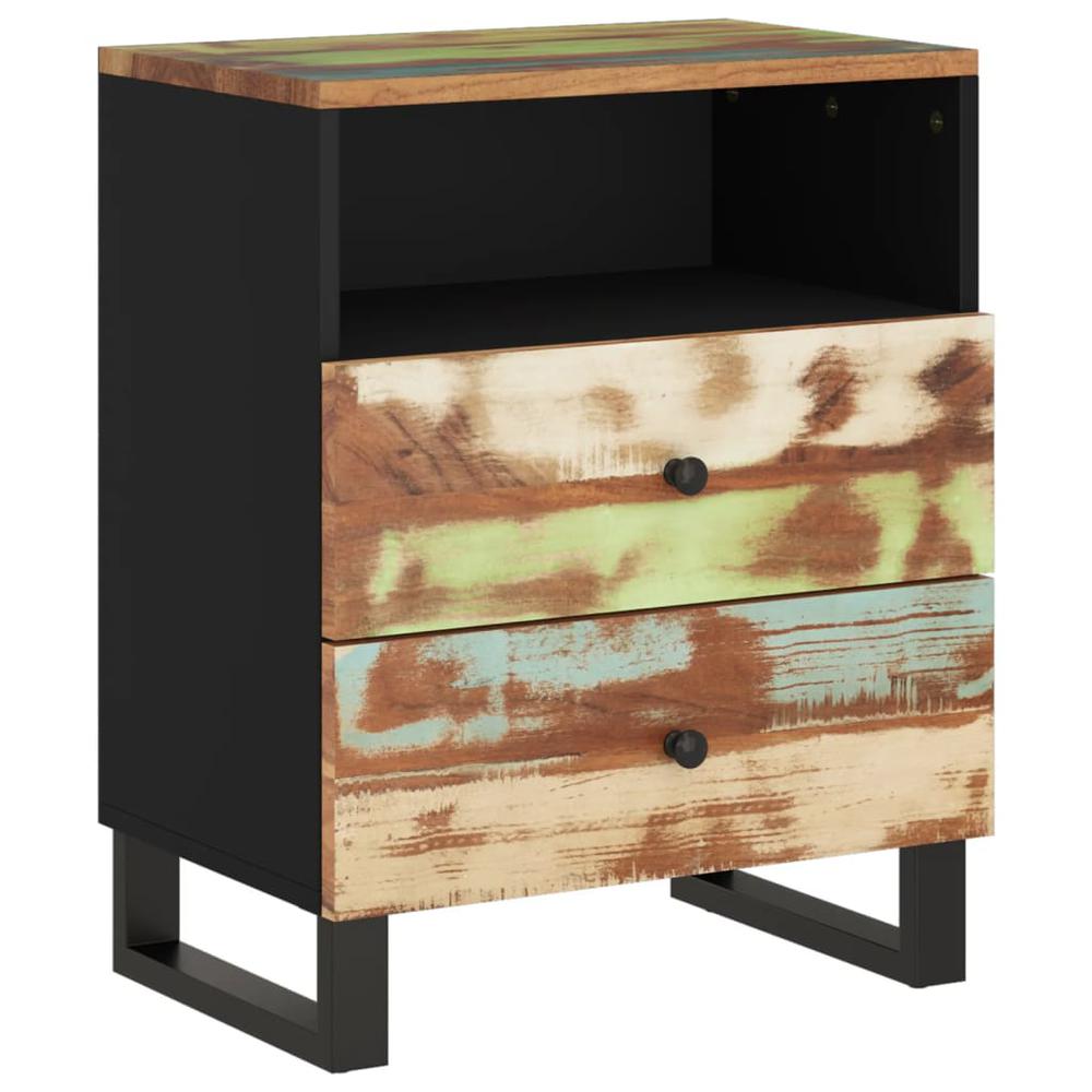 Bedside Cabinet 19.7"x13"x24.4" Solid Wood Reclaimed&Engineered Wood. Picture 1