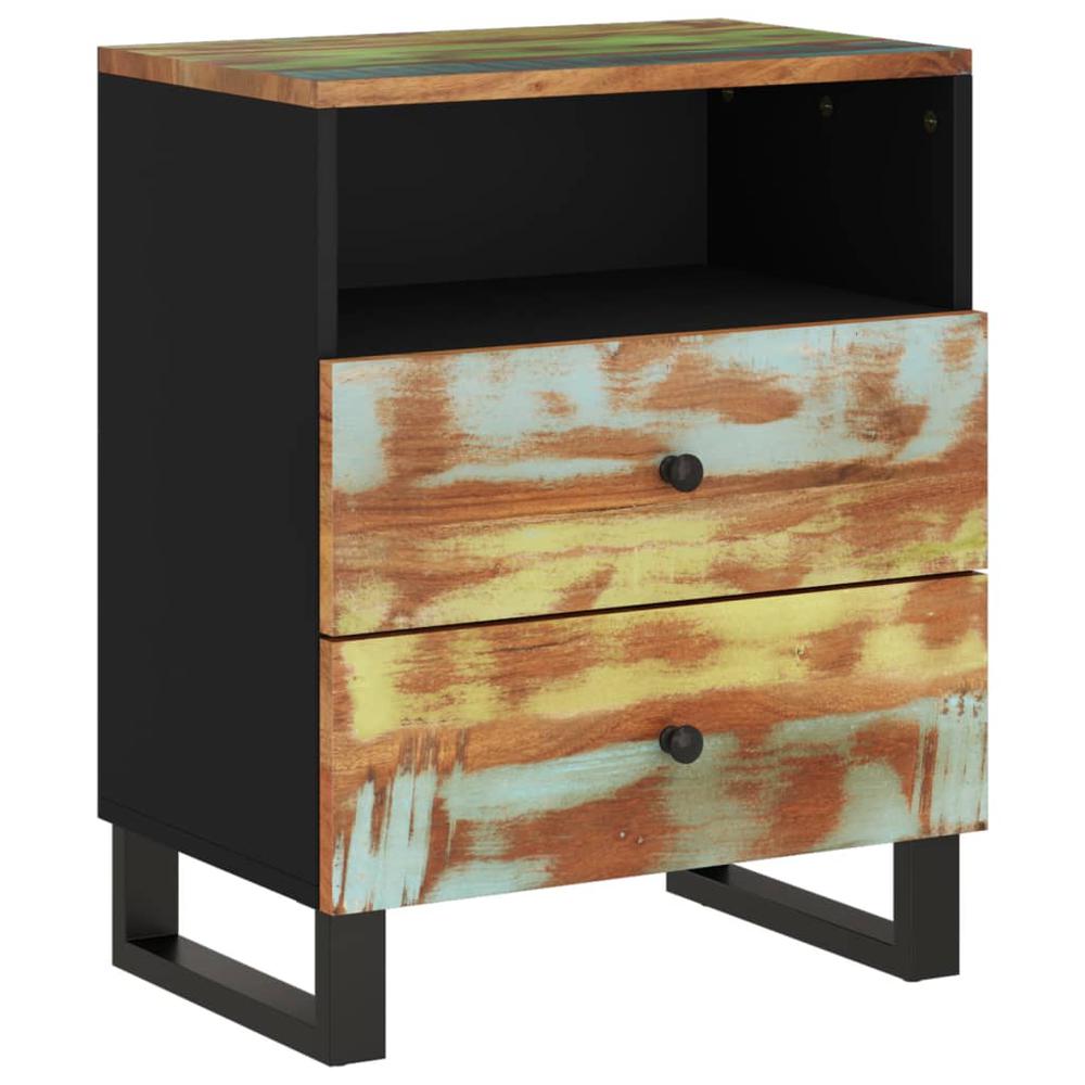 Bedside Cabinet 19.7"x13"x24.4" Solid Wood Reclaimed&Engineered Wood. Picture 9