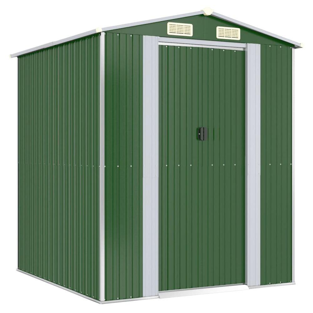 Garden Shed Green 75.6"x75.2"x87.8" Galvanized Steel. Picture 1