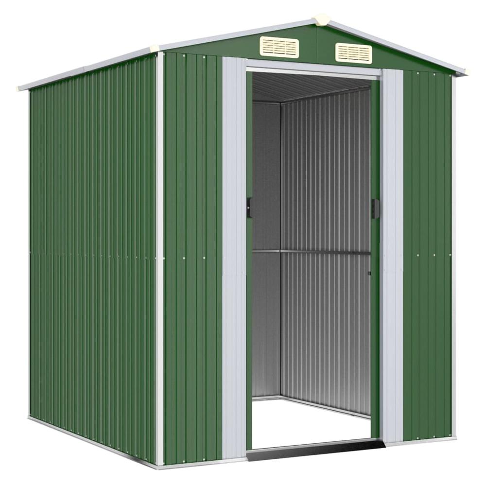 Garden Shed Green 75.6"x75.2"x87.8" Galvanized Steel. Picture 2