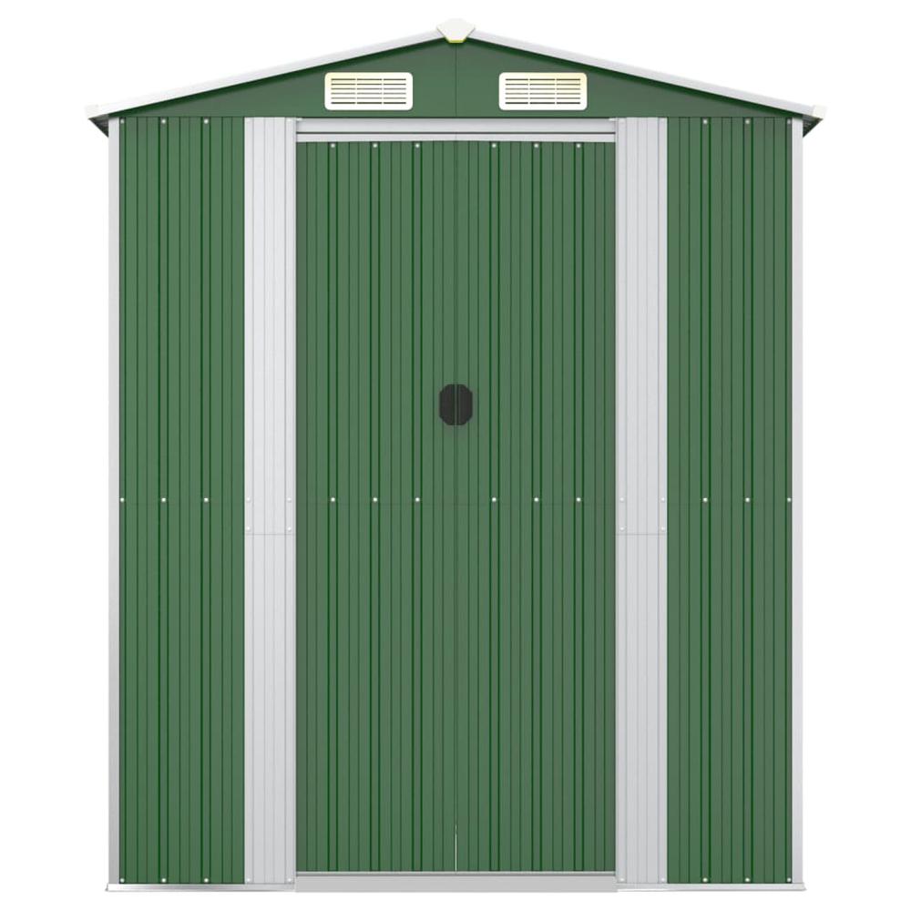Garden Shed Green 75.6"x75.2"x87.8" Galvanized Steel. Picture 3
