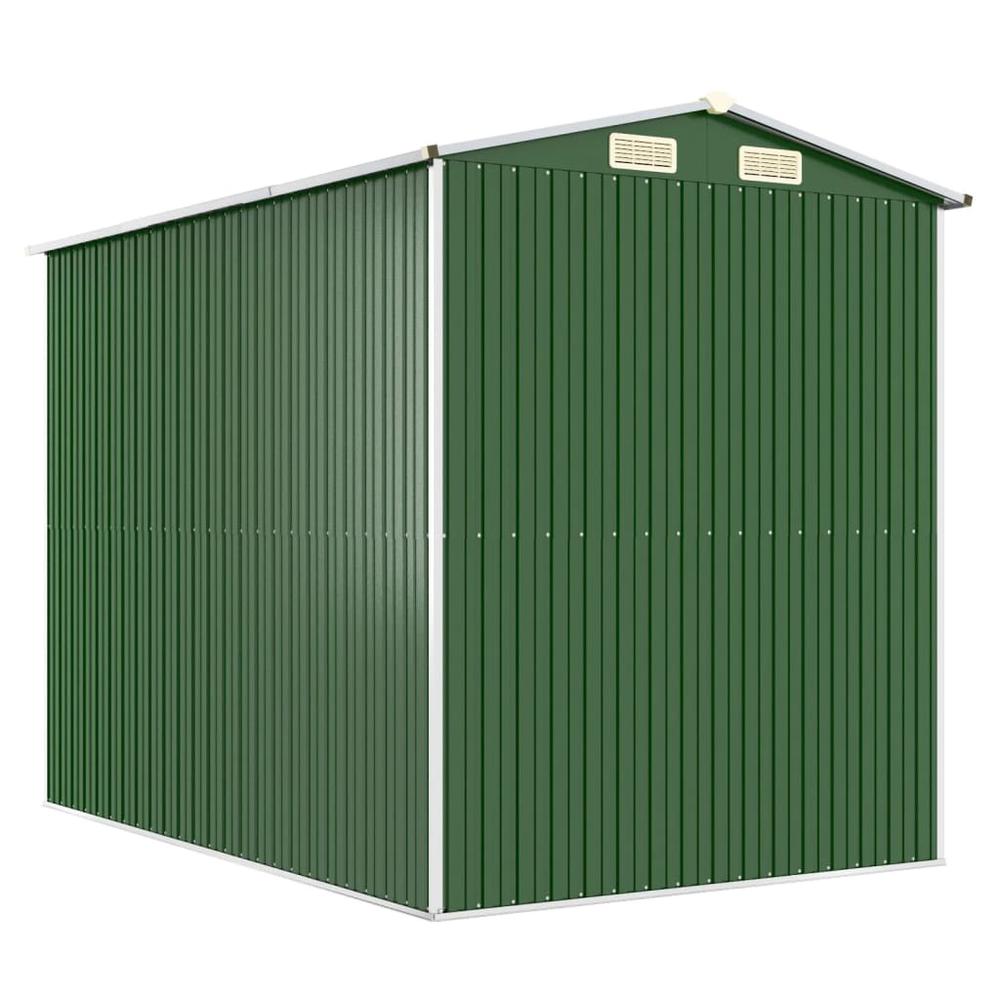 Garden Shed Green 75.6"x107.9"x87.8" Galvanized Steel. Picture 5