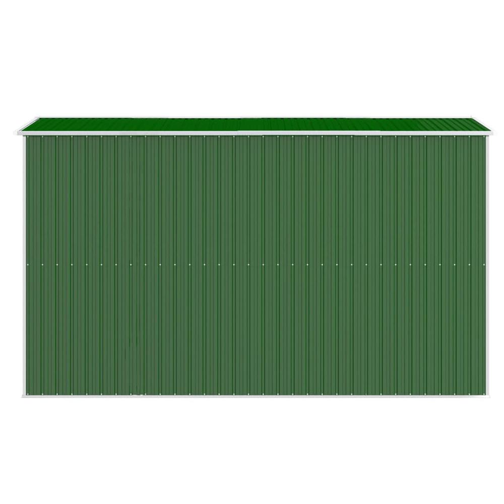 Garden Shed Green 75.6"x140.6"x87.8" Galvanized Steel. Picture 4