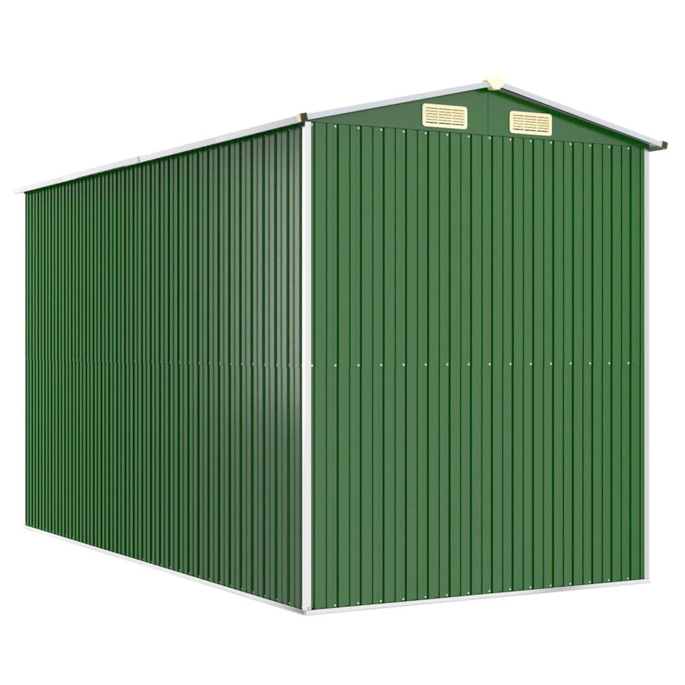 Garden Shed Green 75.6"x140.6"x87.8" Galvanized Steel. Picture 5