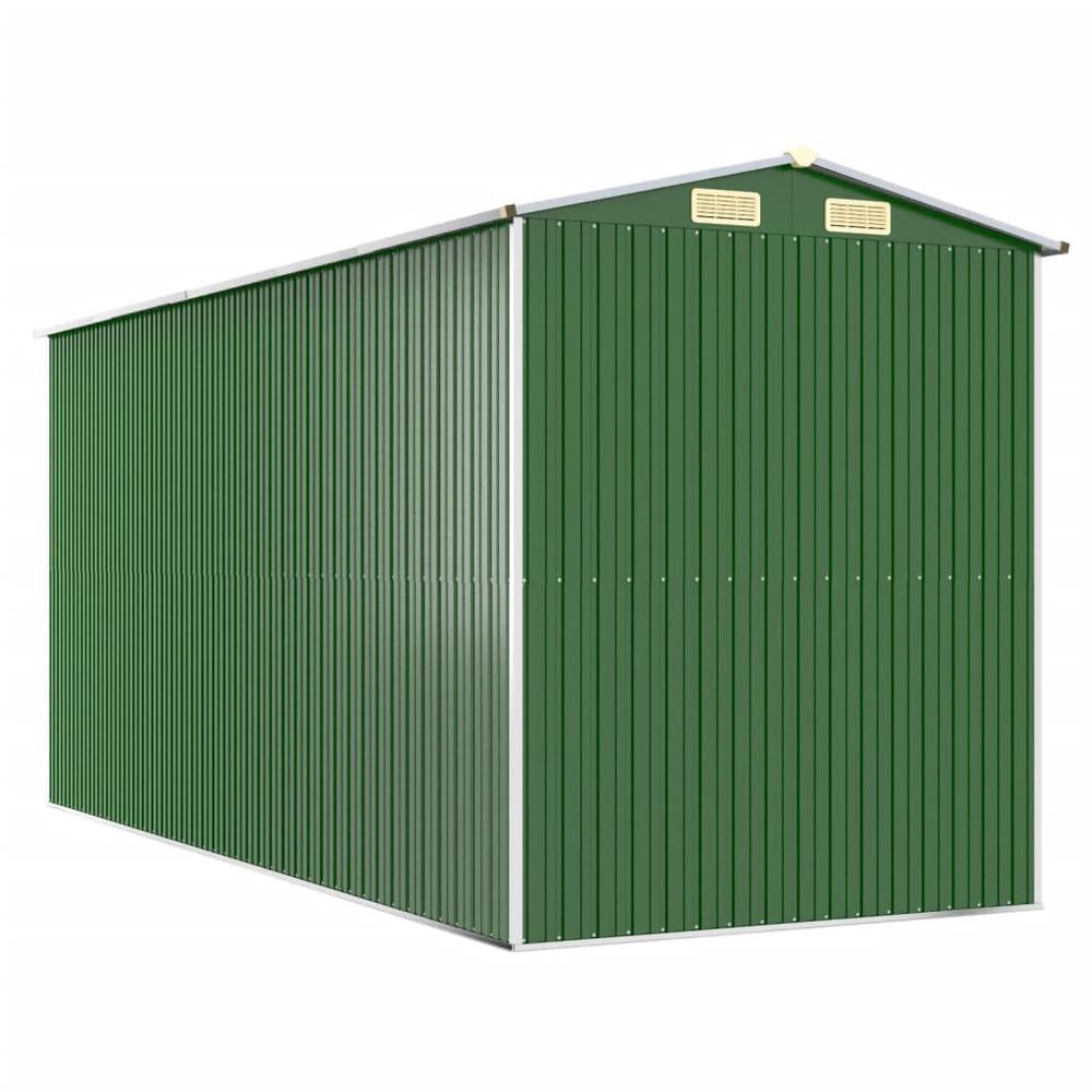 Garden Shed Green 75.6"x173.2"x87.8" Galvanized Steel. Picture 5