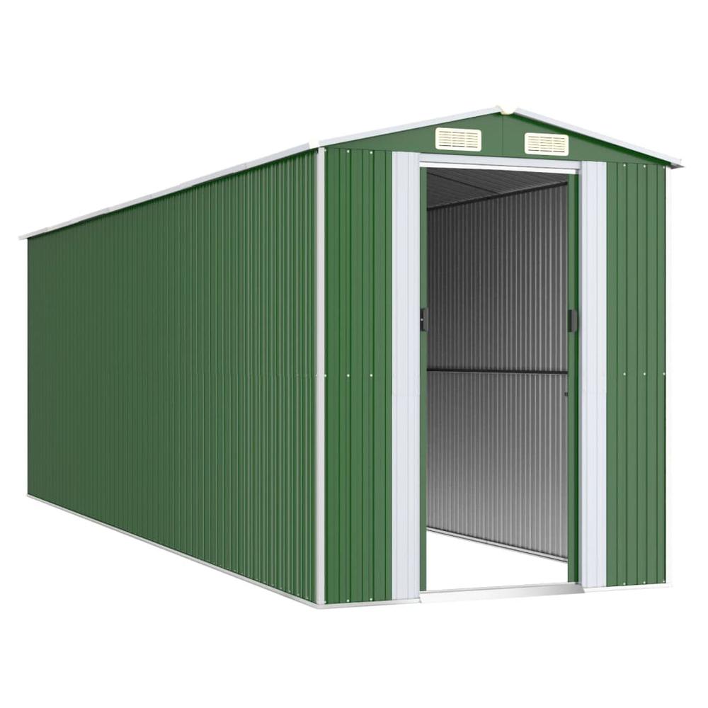 Garden Shed Green 75.6"x238.6"x87.8" Galvanized Steel. Picture 2