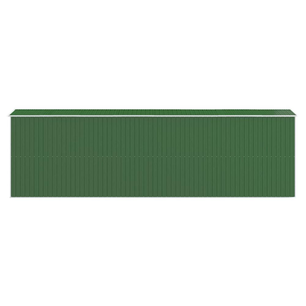 Garden Shed Green 75.6"x238.6"x87.8" Galvanized Steel. Picture 4