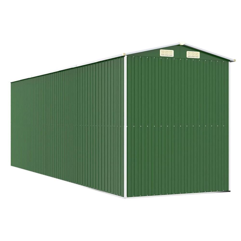 Garden Shed Green 75.6"x238.6"x87.8" Galvanized Steel. Picture 5